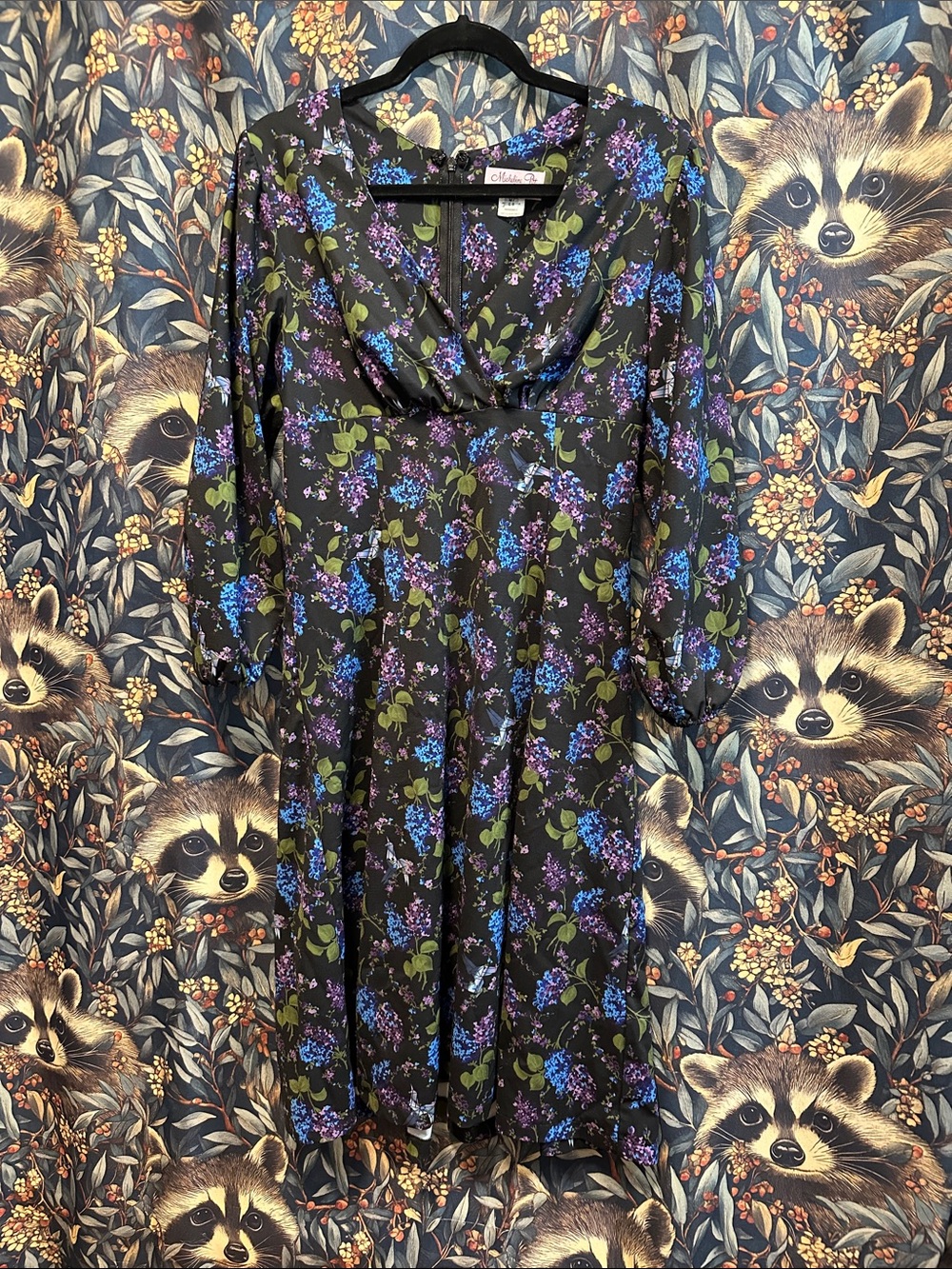 MICHELINE PITT FOR UNIQUE VINTAGE FLORAL & ORIGAMI PRIS SWING DRESS M MEDIUM